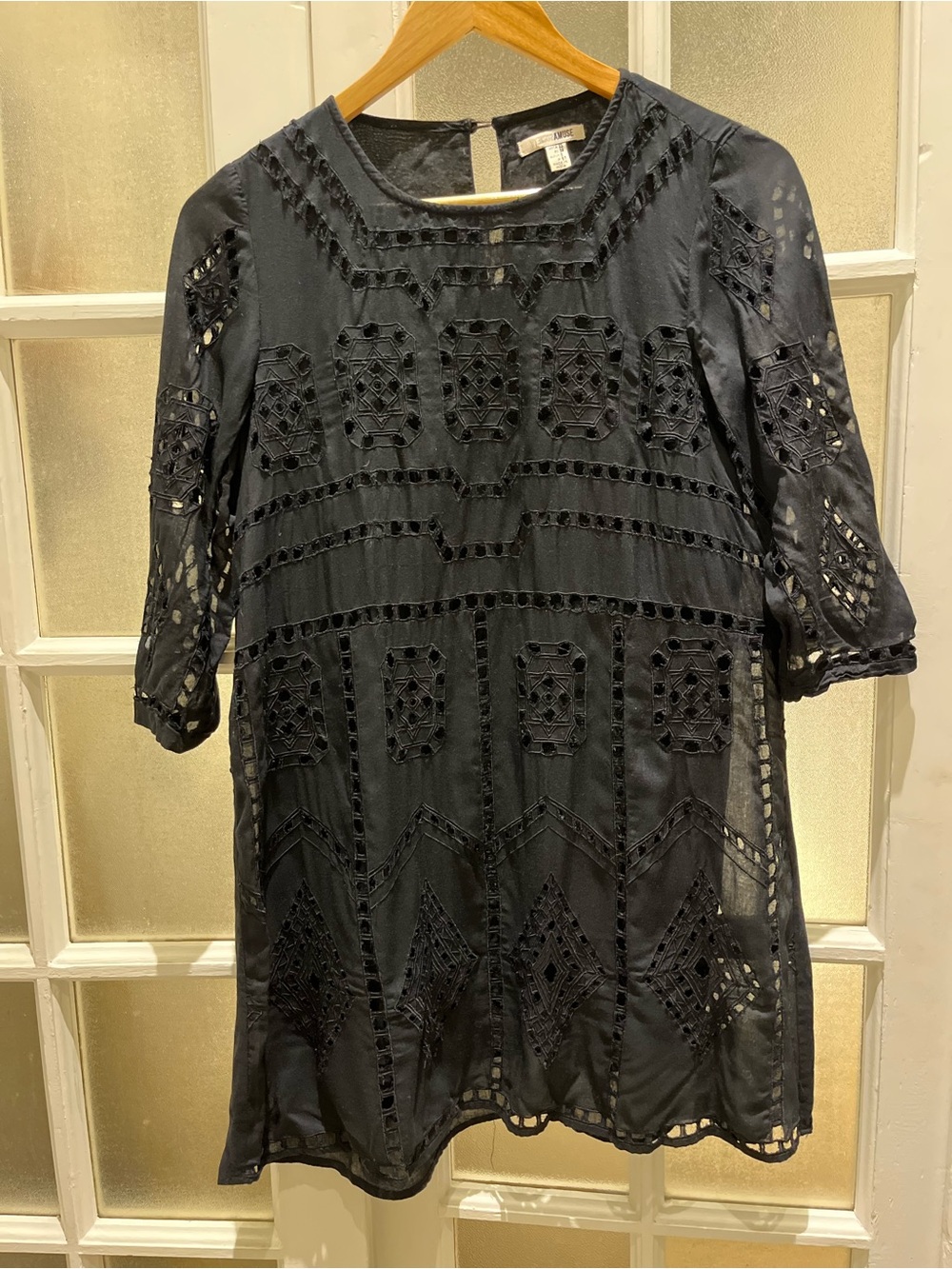 Amuse Society Black Eyelet Lace Mini Dress